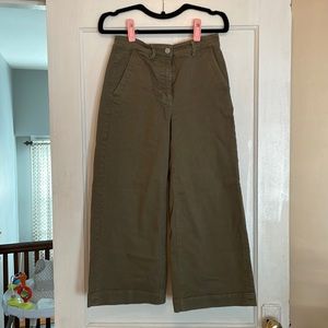 Everlane Wide-Leg Crop Pant in Olive Green (Size 4)